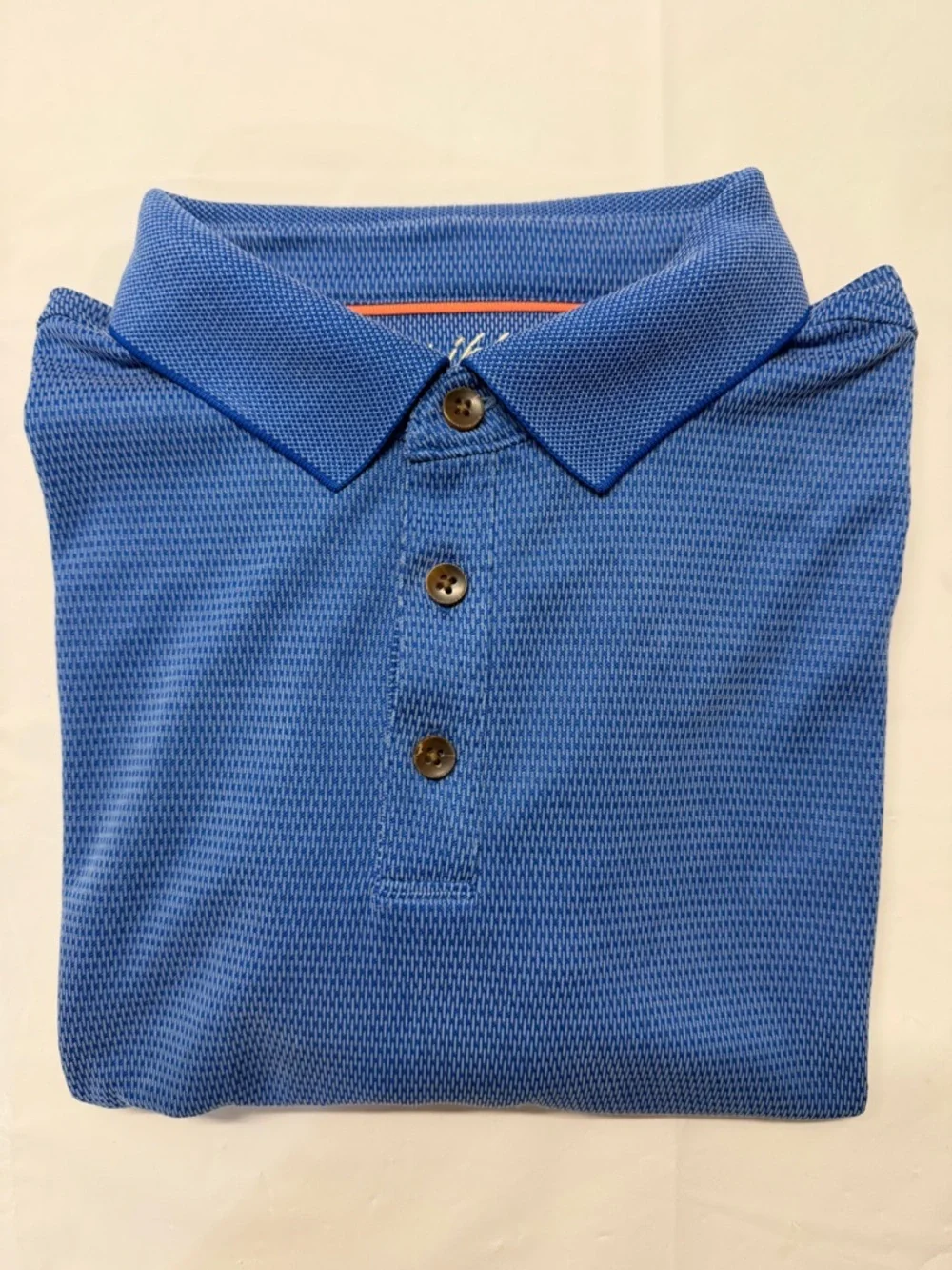 Caribbean Men's‎ Blue Short-Sleeve Polo with Button Placket